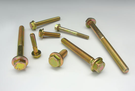 Flanschschrauben (Sechskant) , gelb verzinkt , 10.9 hochfest , Normal- und Feingewinde (DIN 6921 / MBN 10105)