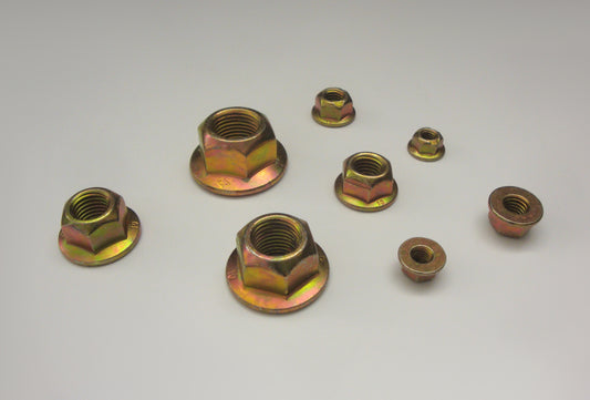 Ganzmetall Sicherungsmuttern mit Flansch (MBN) , hochfest |10| , gelb verzinkt